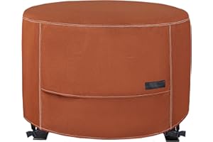 NettyPro Fire Pit Table Cover 50 inch Round Waterproof Heavy Duty Patio Firepit Cover Round for Outdoor Fire Table, Brown