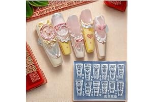 GEHAIWO 3D Cream Nail Mold Silicone Tools Lace Nails Charms Resin Molds Art for Accessories Supplies