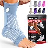 SS Sleeve Stars Ankle Brace with Removable Strap Size M 10-12 Light Blue