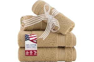 American Veteran Towel, 100% Cotton Turkish Washcloths for Bathroom Essentials 4 Pack, Soft Absorbent Wash Cloths Quick Drying Small Towels Washrags, Beige
