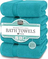 Utopia Towels 4 Piece Bath Towel Set 69x137 cm 100% Ring Spun Cotton Turquoise
