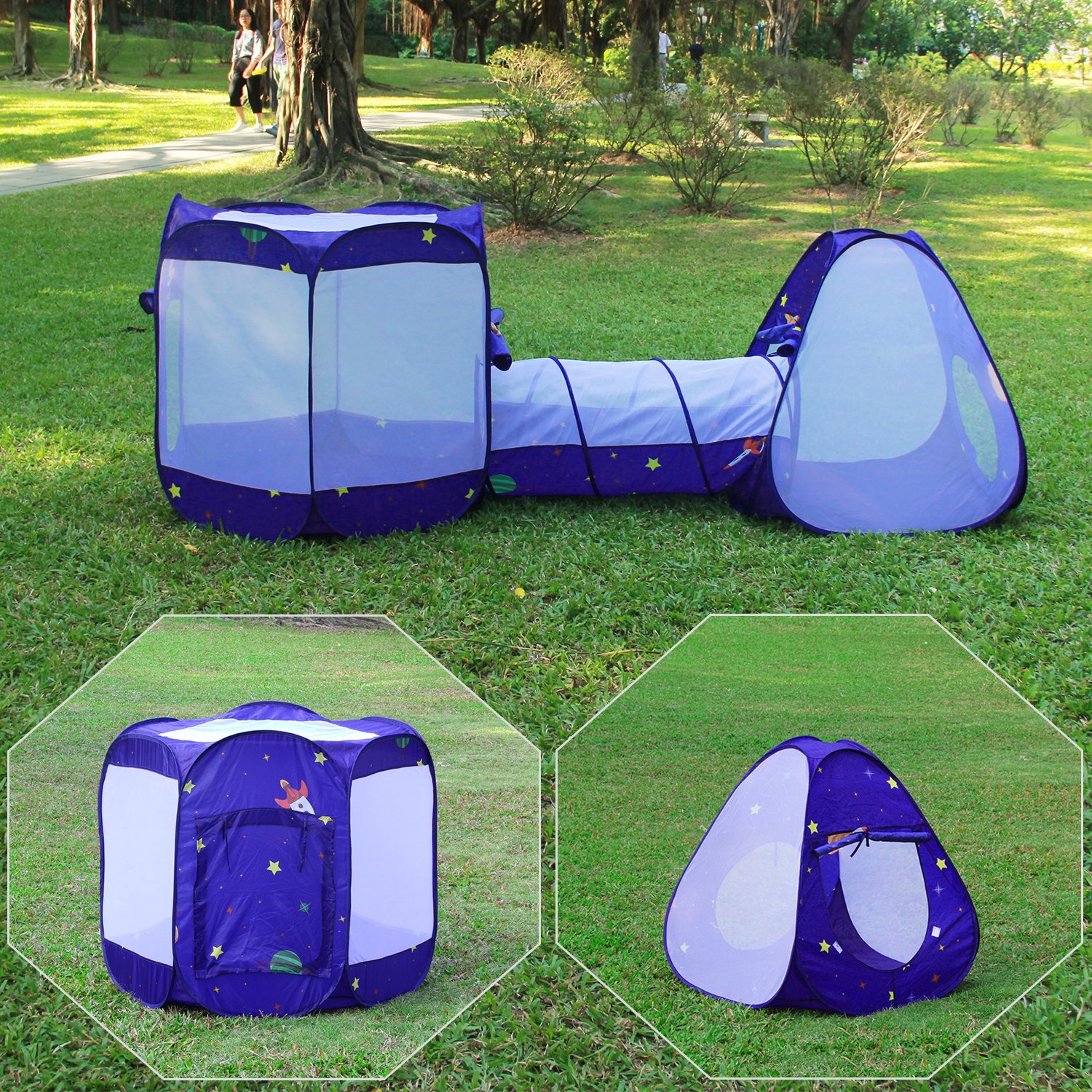 Homfu 3 in 1 Tunnel Tent for Kids Play House For Children Toddler Boys Girls Toy Crawl Outdoor Indoor Pop up Play tent