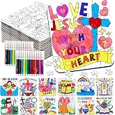 24 Sets Christian Sunday School Crafts for Kids Bulk, Religious VBS Craft Puzzle Activities Bible Jesus Loves DIY Arts Jigsaw for Classroom gifts, Back to School Party Favors, Coloring Games Supplies