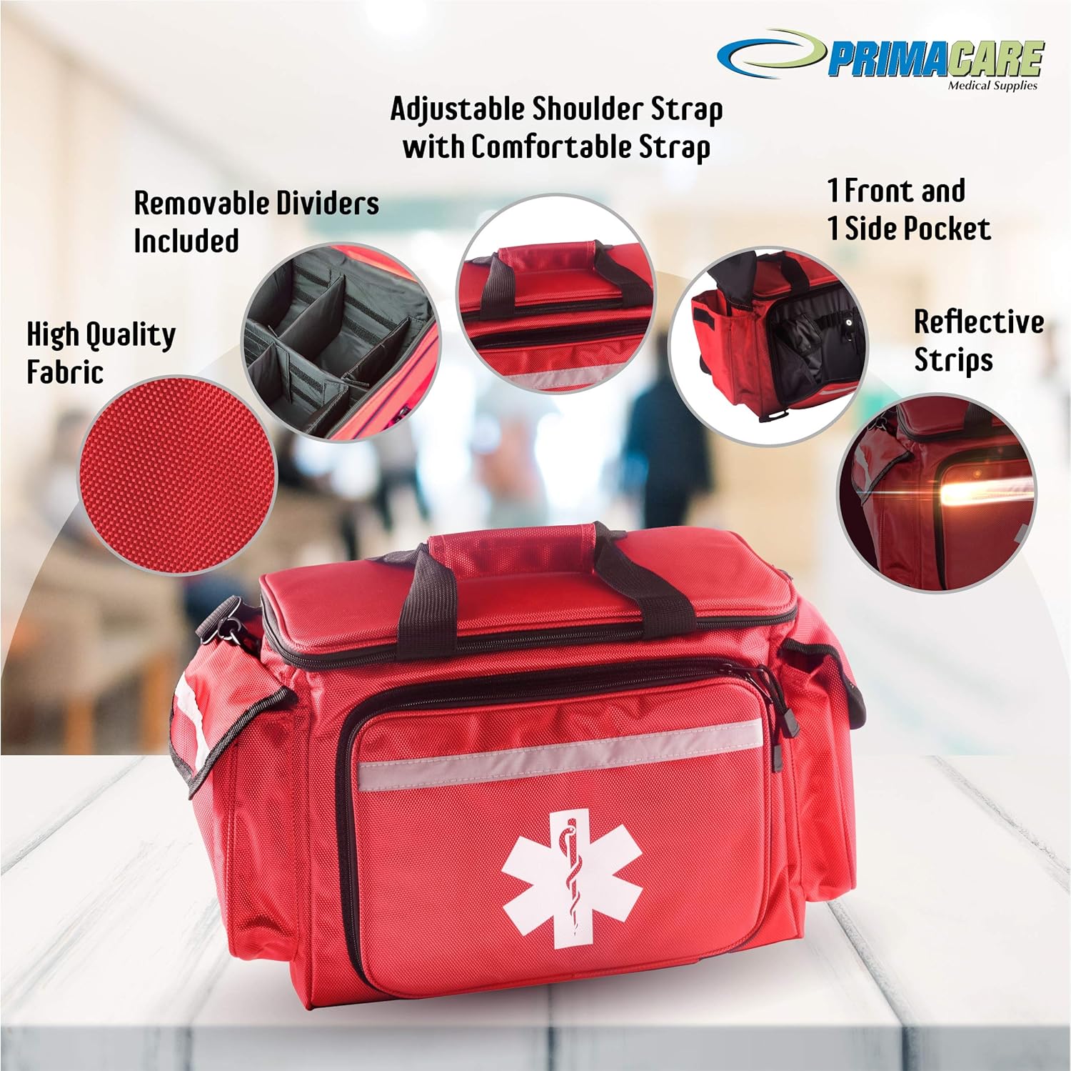 Primacare EMT First Responder Trauma Bag | Empty Deluxe EMS Shoulder Bag | Professional First Aid Kit Bag with 4 Large Compartments for Emergency Medical Supplies: Industrial & Scientific