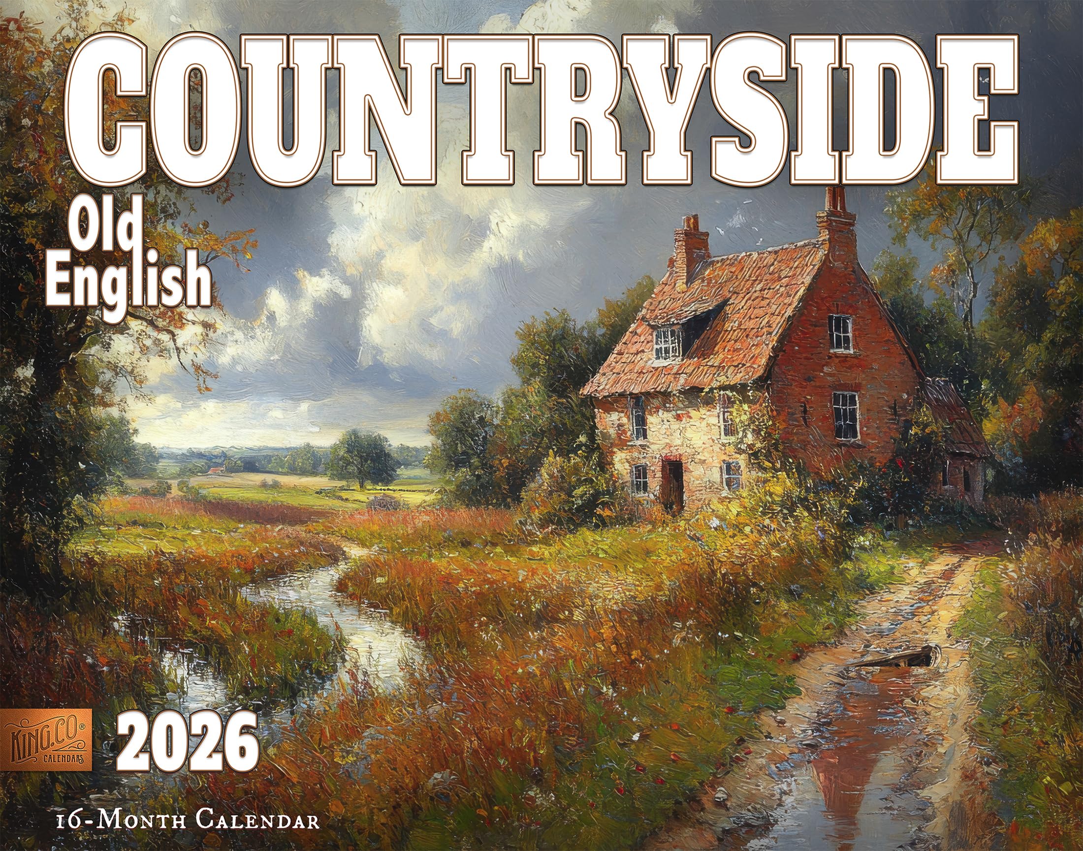 Photo 1 of 2026 Old English Countryside Wall Calendar 16-Month X-Large Size 14x22, by The KING Company-Monster Calendars