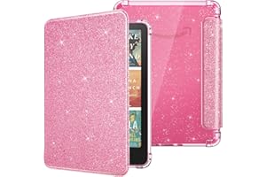 MoKo Case for All-New 7" Kindle Paperwhite 2024 12th Gen&Kindle Colorsoft Signature Edition 2024,Ultra Clear Soft Flexible Glitter TPU Back Cover Light Shell with Auto Wake/Sleep, Glitter Pink