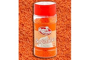 BAKER'S CHOICE Bakers Choice Orange Sprinkles for Baking - Jimmies Sprinkles for Ice Cream Toppings - Dairy Free, Kosher 2.8 oz.