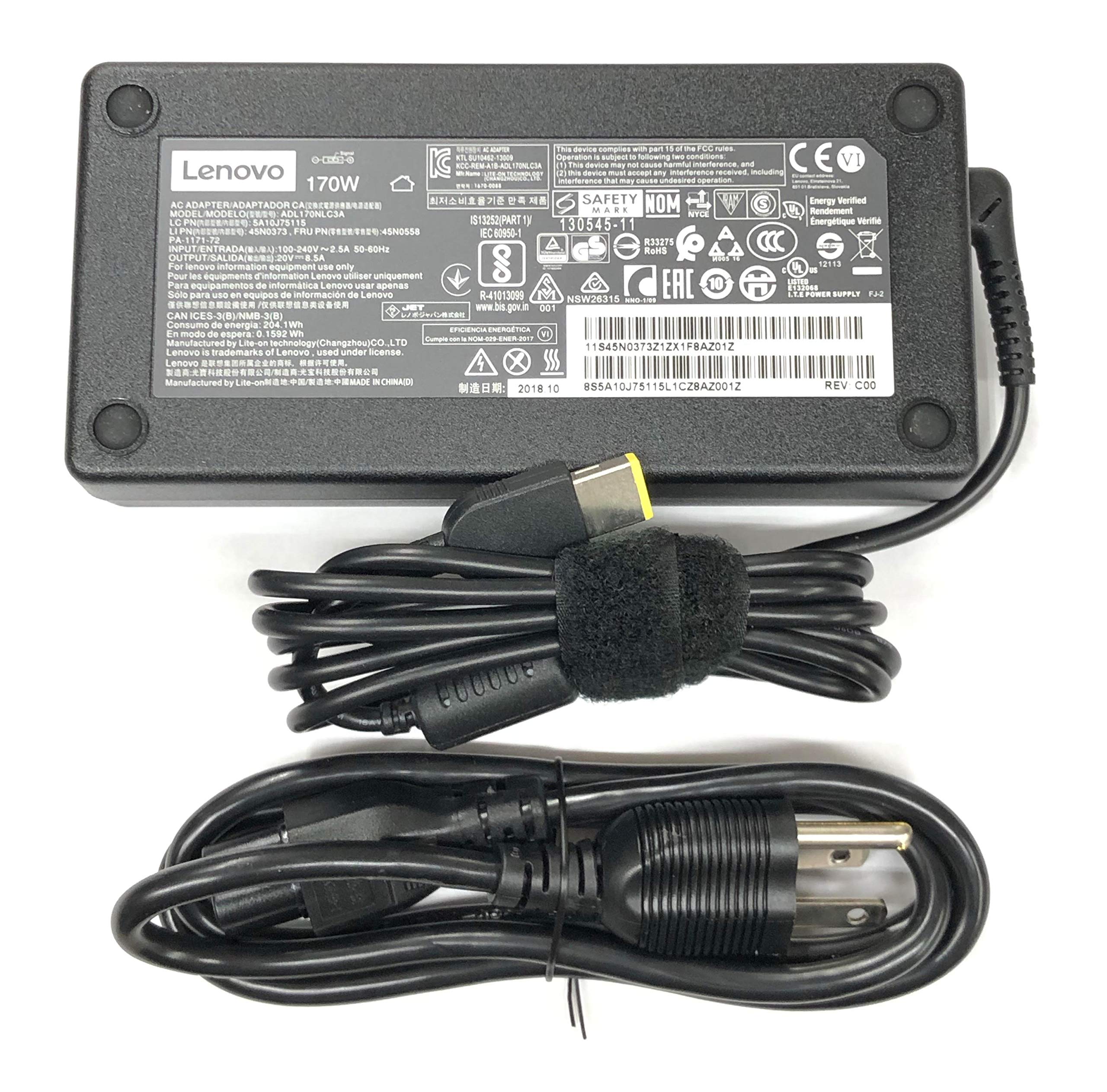 Lenovo 20V 8.5A 170W Slim Tip AC Adapter For Lenovo ThinkPad W540 W550s P50 P50S P70 E440 E450 E555 S431 T440 T540p X240 X250 Yoga 15;Legion Y720 Ideapad Y720-15IKB ADL170NLC2A ADL170NDC2A ADL170NLC3A