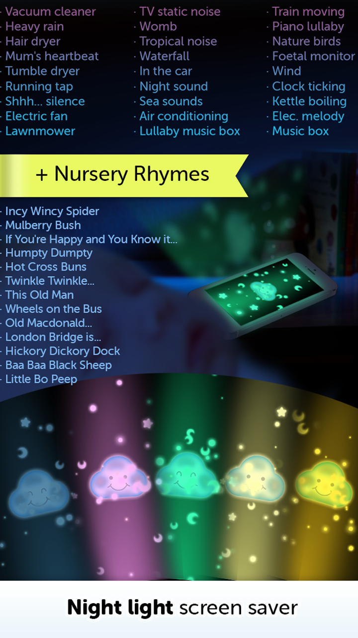 Baby White Noise generator + Nursery Rhymes music Appstore