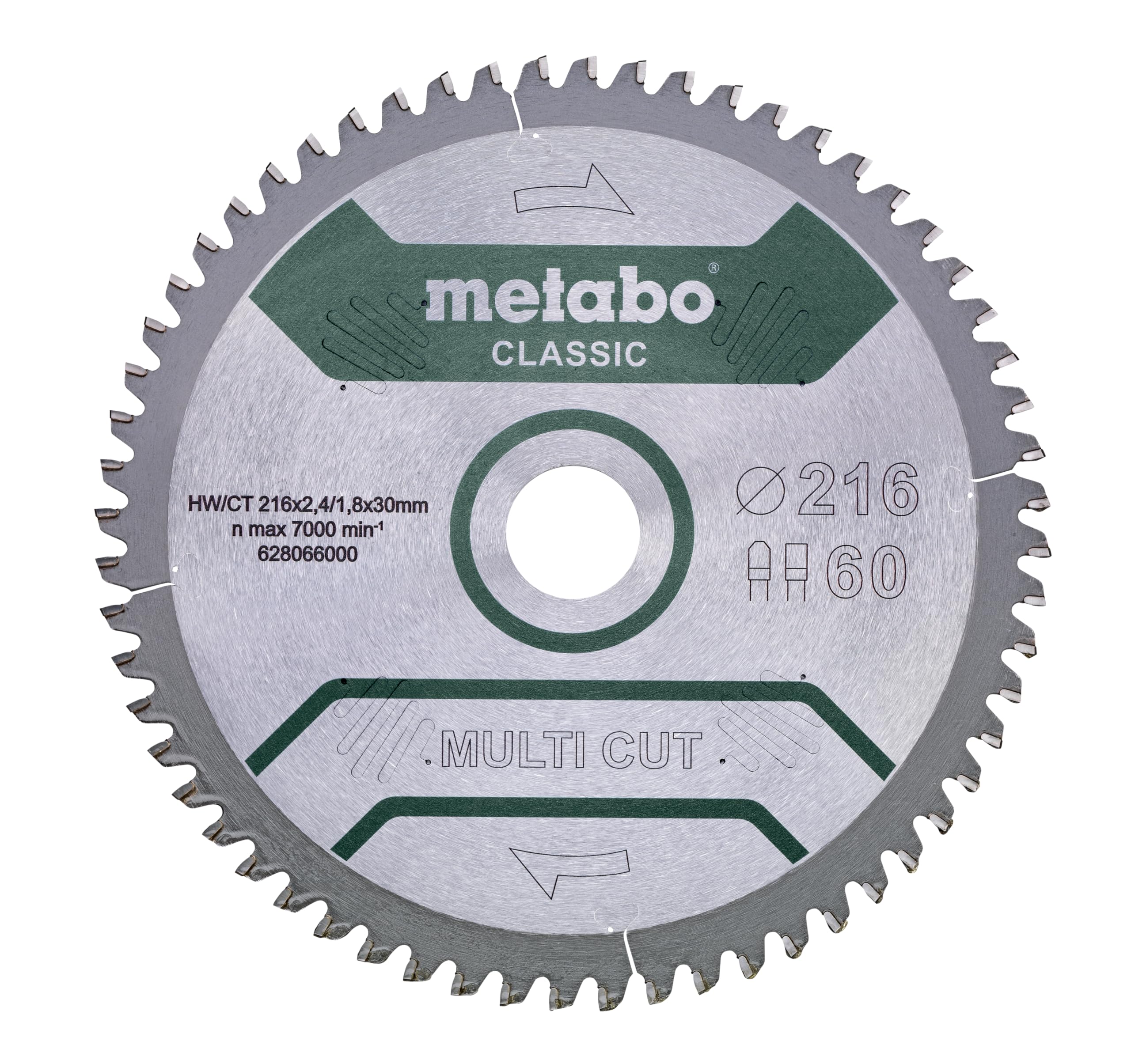 Metabo 628066000 HW/CT 216X30.60FZ/TZ Circular Saw-Blade, Green