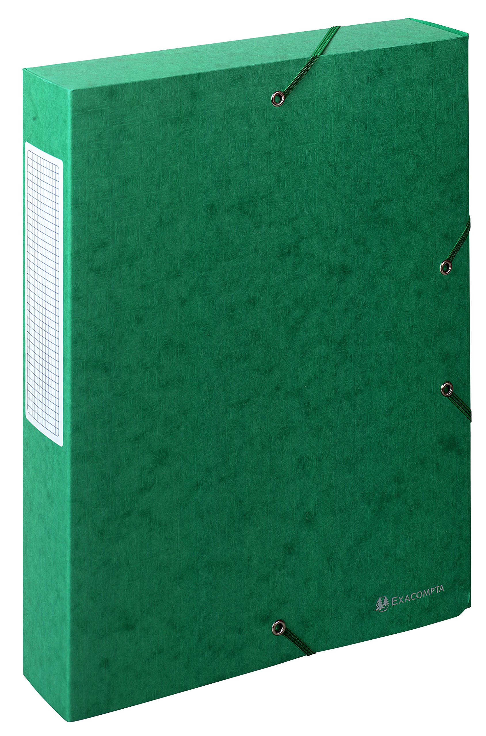 Exacompta - Ref. 50913E - 10 Scotten filing boxes with rubber bands - embossed glossy card 600g/m2 - spine 6 cm - dimensions 25 x 33 cm - for A4 documents - green color - delivered assembled