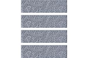 Bungalow Flooring Waterhog Stair Treads, Set of 4, 8-1/2 x 30 inches, Made in USA, Durable and Decorative Floor Covering, Indoor/Outdoor, Water-Trapping, Boxwood Collection, Bluestone