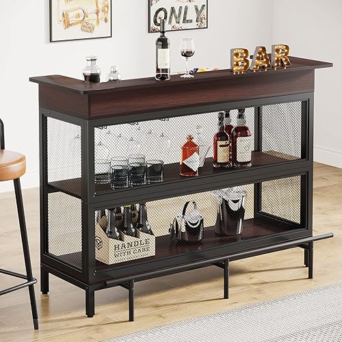3 Tier Liquor Bar Table with Stemware Racks main image 1