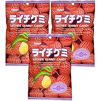 Kasugai Litchi (Lychee) Gummy Candies (Pack of 3) by Kasugai