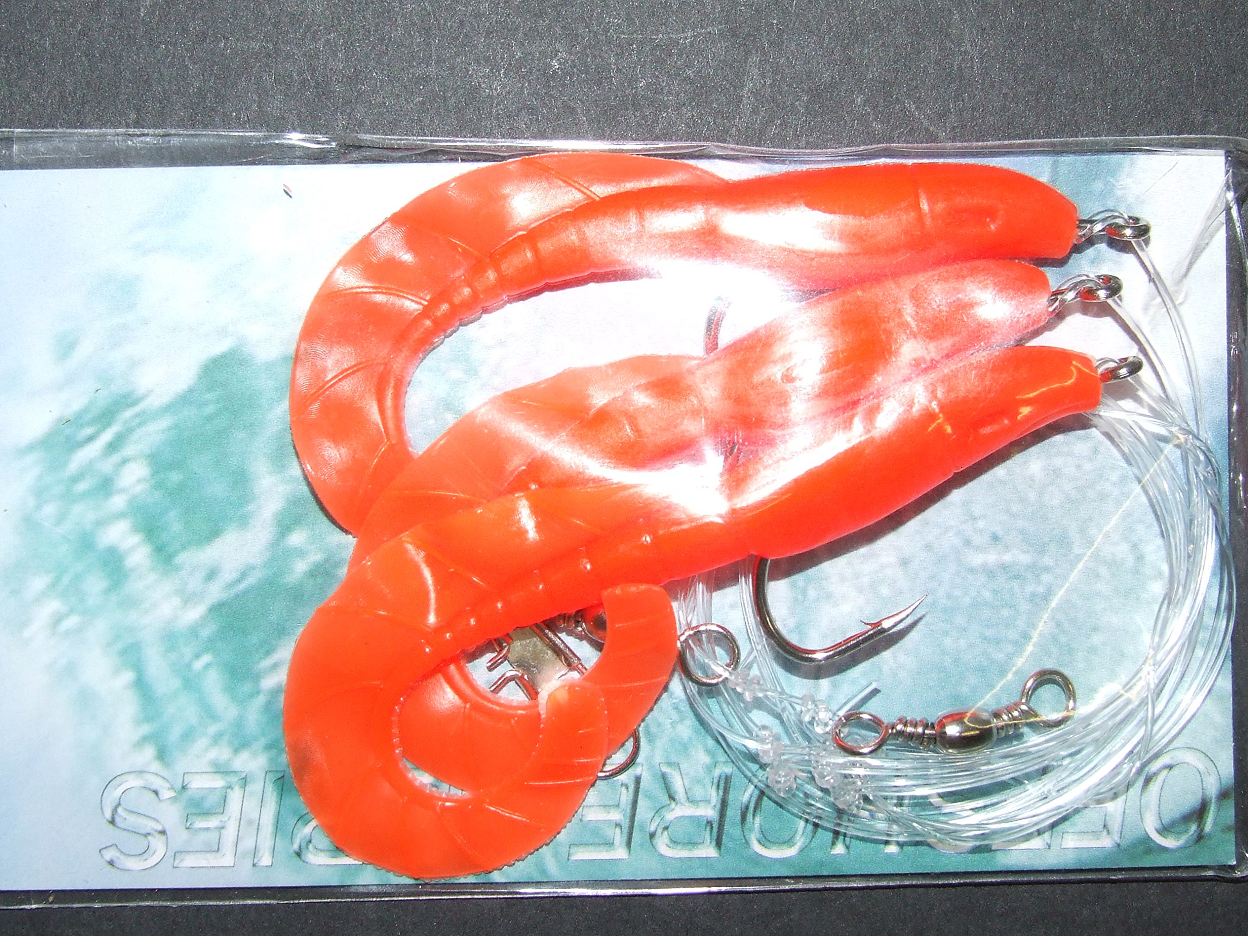 FFT SUPER CATCH ORANGE GRUB RIG LURE 3 x 4/0 HOOK BOAT WRECK BASS COD SEA FISHING