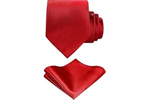 TIE G U STYLE TIE G Solid Satin Woven dyed Color Formal Necktie and Pocket Square Sets in Gift Box