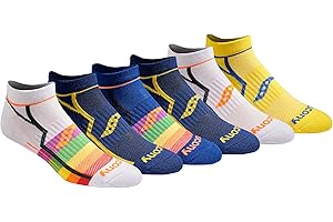 Saucony Men's Multi-Pack Bolt Performance Comfort Fit No-Show Socks