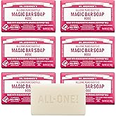Dr. Bronner's Pure-Castile Magic Soap Bars (Rose, 5 oz, 6-Pack)- Made with Regenerative Organic Certified Oils- For Face, Body & Hair - Gentle, Vegan- Bar Soaps for Men & Women