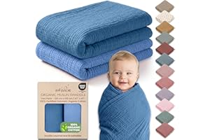 Infancie 100% Organic Cotton Baby Muslin Blanket 120 X 120 CM Baby Blankets for Newborn Pack of 2 Soft Breathable Lightweight