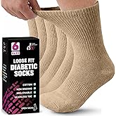 Debra Weitzner Diabetic Socks For Men and Women Loose Fit Non-Binding Cotton Crew Socks 6 Pairs