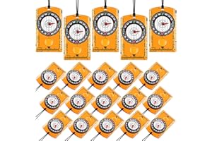 Geiserailie 20 Pcs Orienteering Compass Navigation Backpacking Compass Hiking Compass Map Reading Survival Compass Scout Compass for Kids Bulk for Navigation, Survival Outdoor Exploring, Orange