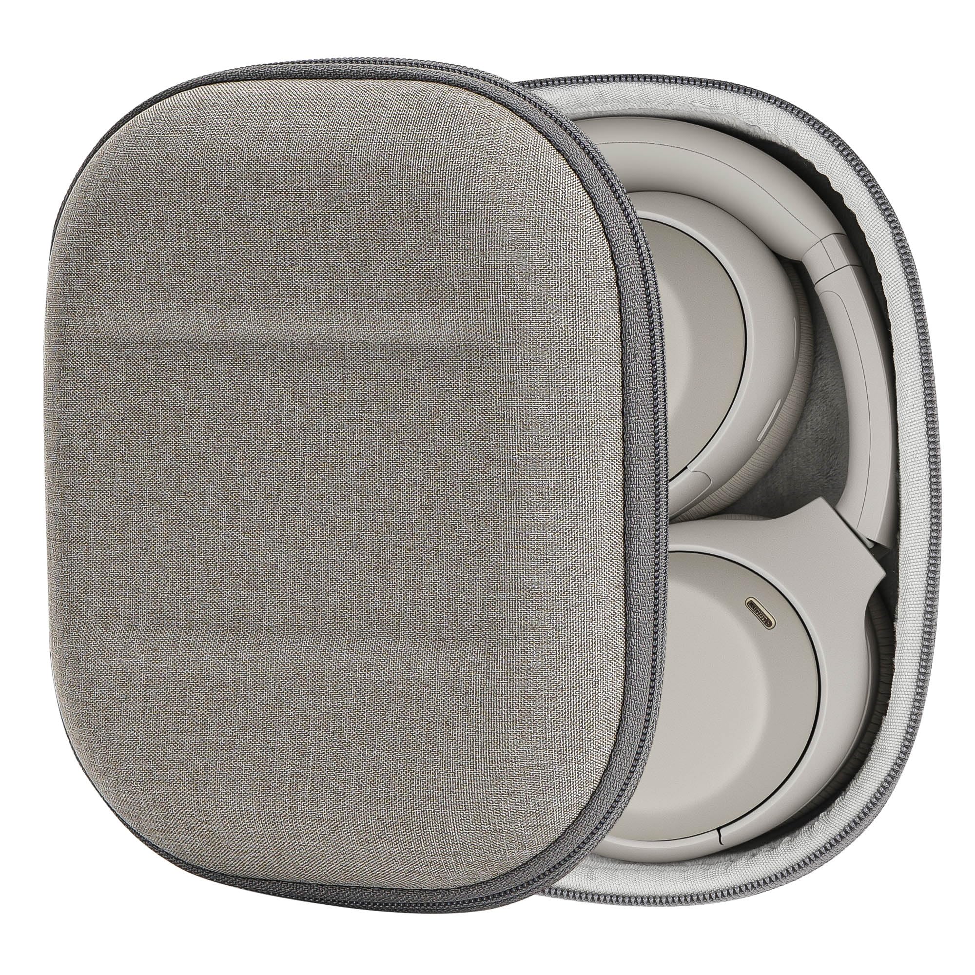 Geekria Shield Headphones Case Compatible with Sony WH-XB910N, WH-XB900N, MDR-1000X, Replacement Hard Shell Travel Carrying Bag with Cable Storage (Light Brown)