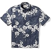 Reyn Spooner Men's 50th State Flower Button Front Shirt, Navy