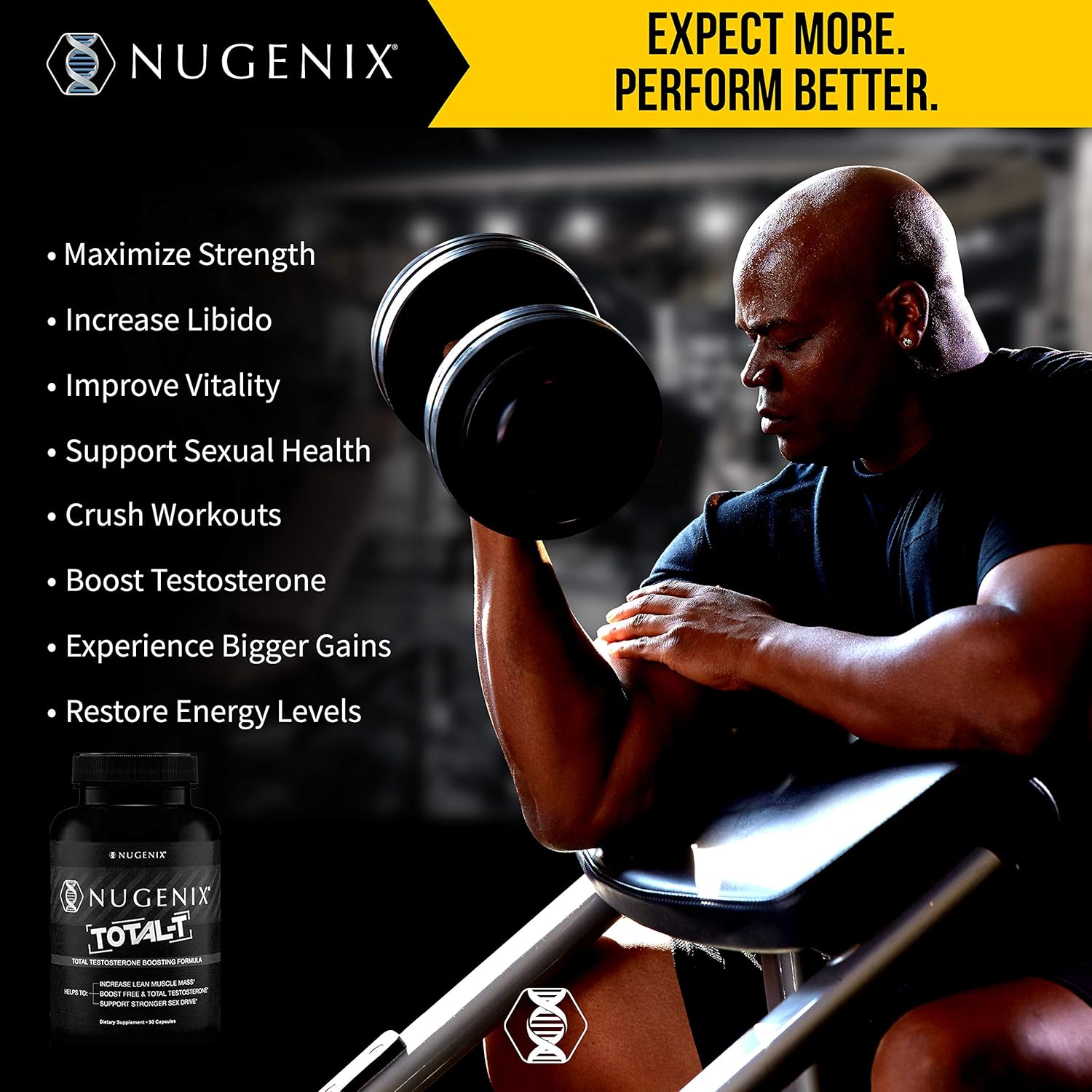 Nugenix Total-T - Total Testosterone Booster for Men - High Bioavailability Testosterone Boosting Ingredients - 90 Count: Health & Personal Care
