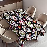 Ambesonne Sugar Skull Tablecloth, Graveyard Mexico
