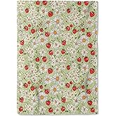 coedoaes Cute Red Strawberry Fleece Blanket - 50x60in Daisy Green Throw Blankets,Soft Cozy Lightweight, Ideal for Living Room Home Spring Decor and Kids Women Girls Gifts