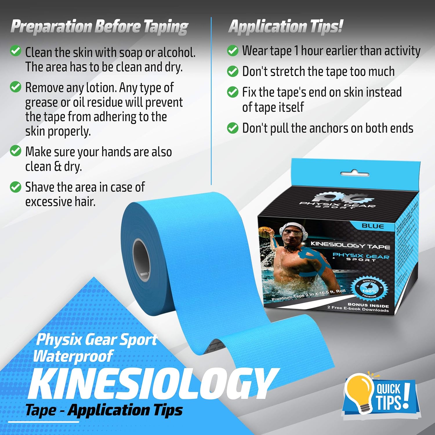 Physix Gear Sport Kinesiology Tape Pro Sports Tape for Injury