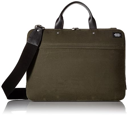 Jack Spade Mens Waxwear Slim Briefcase, Olive