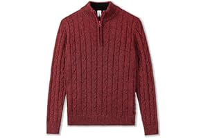 Kid Nation Boys Sweater 100% Cotton Quarter Zip Sweater Kids Cable Knit Casual Pullover (Previously Amazon Essentials)