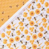 Mook Fabrics Double Faced Quilted Cotton, Bee Time Gold/White | [43'' Wide] Cut by The Yard