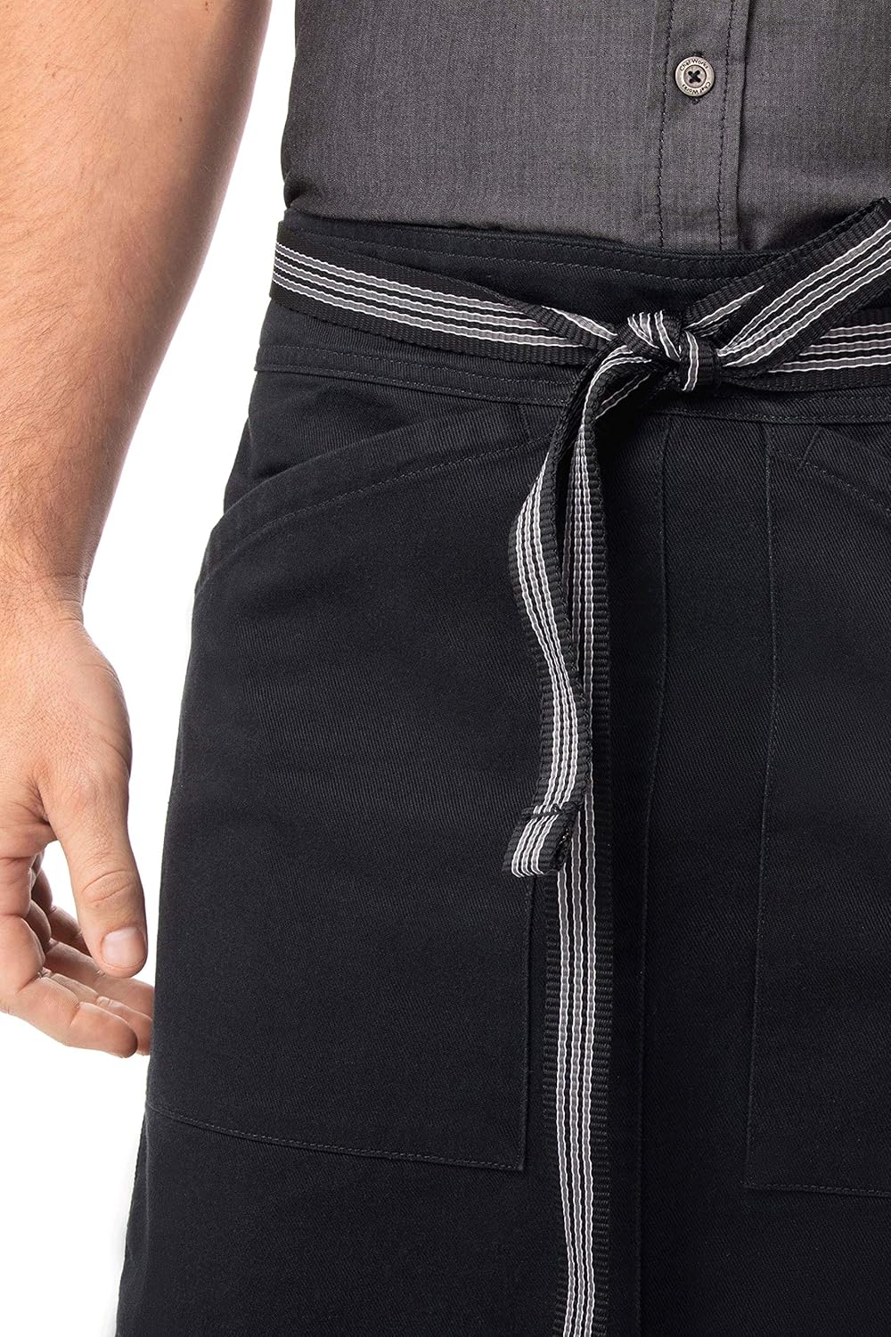 Chef Works unisex adult Berkeley Half Bistro Work Utility Apron, Jet Black W/Black/Gray Suspenders, One Size US: Clothing