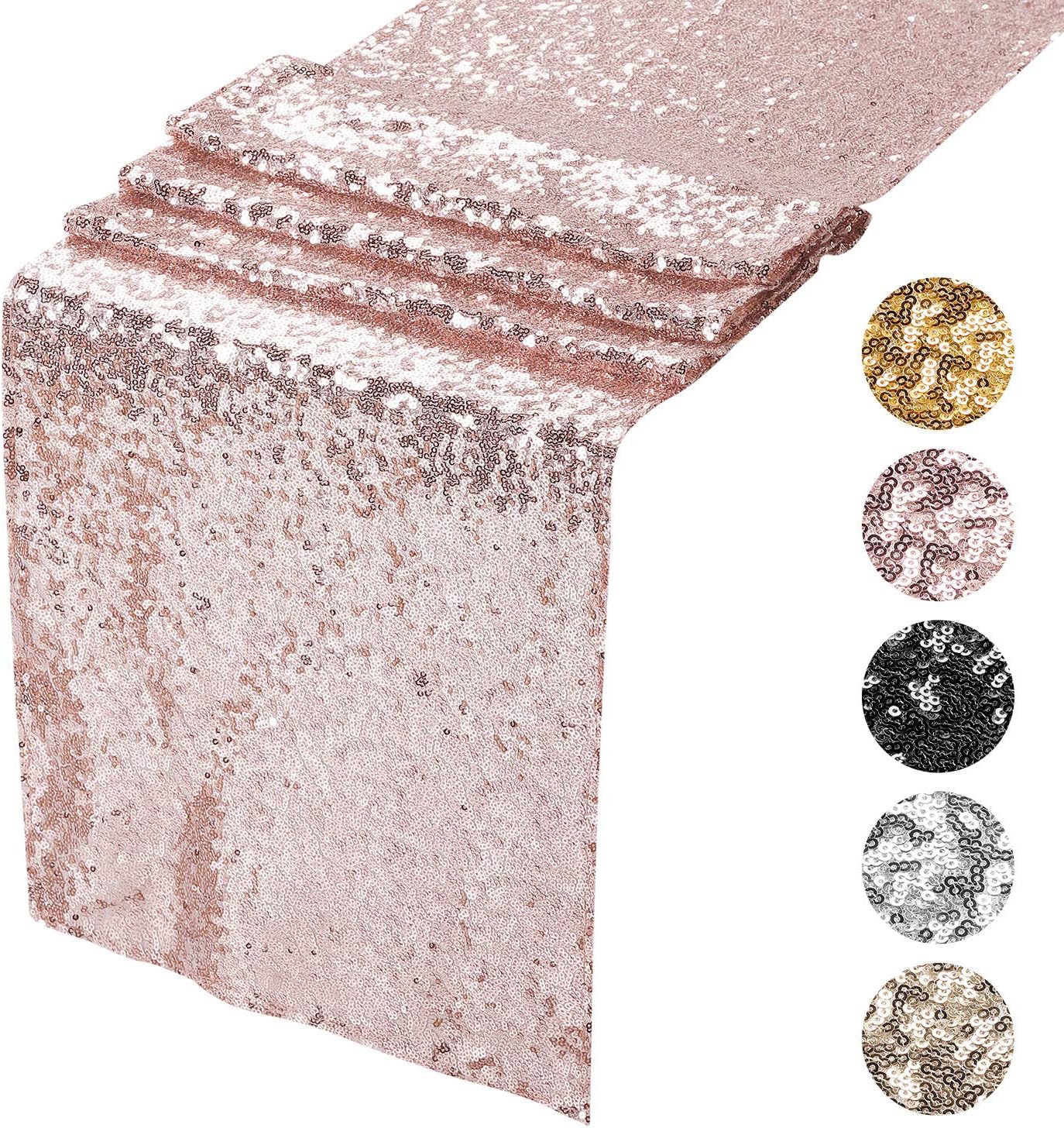 12x108 Inch Peomeise Sequin Table Runner for Party Event Decorations