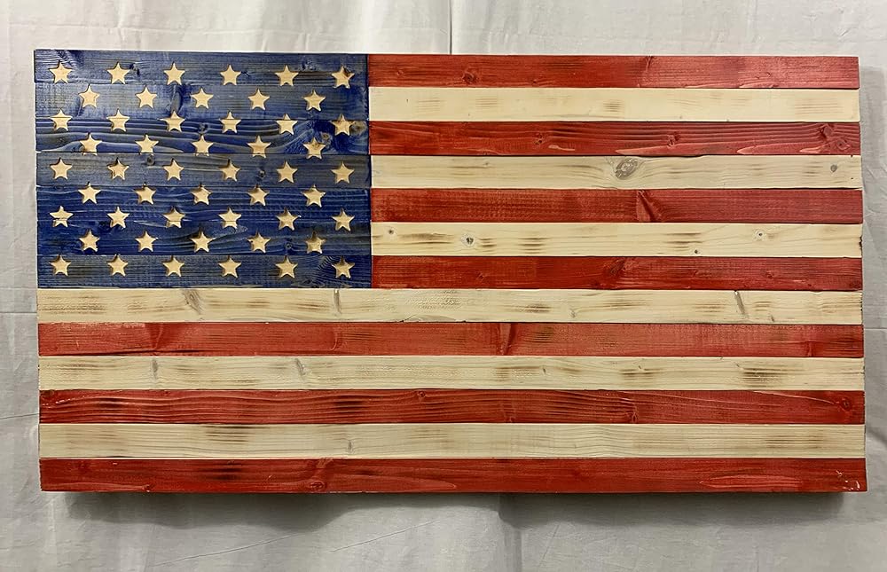 Handmade Wooden American Flag, US Flag Made of