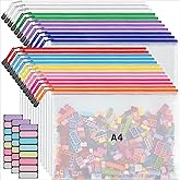 JARLINK A4 Mesh Zipper Pouch Bags, 24 Pcs Waterproof Zipper Pouch Bags | Multi-use Mesh Bags for Board Games &amp; Puzzles, Office School Supplies, Toys, Cosmetics Travel Storage, 10 Colors, Lettle Size