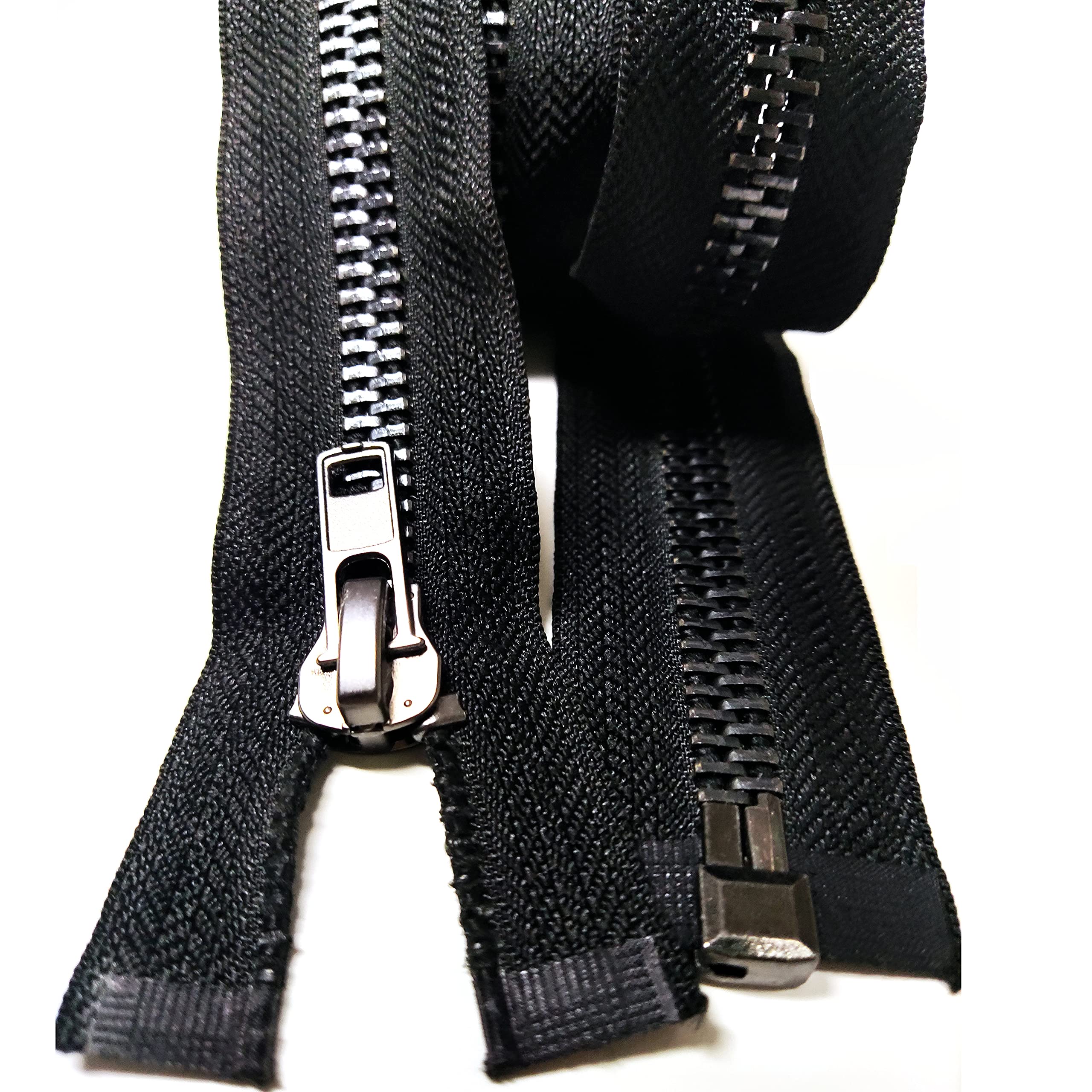 Leekayer #10 22 Inch Separating Jacket Zipper Black Nickel Metal Zipper Heavy Duty Metal Zippers for Jackets Sewing Coats Crafts (22" Nickel)