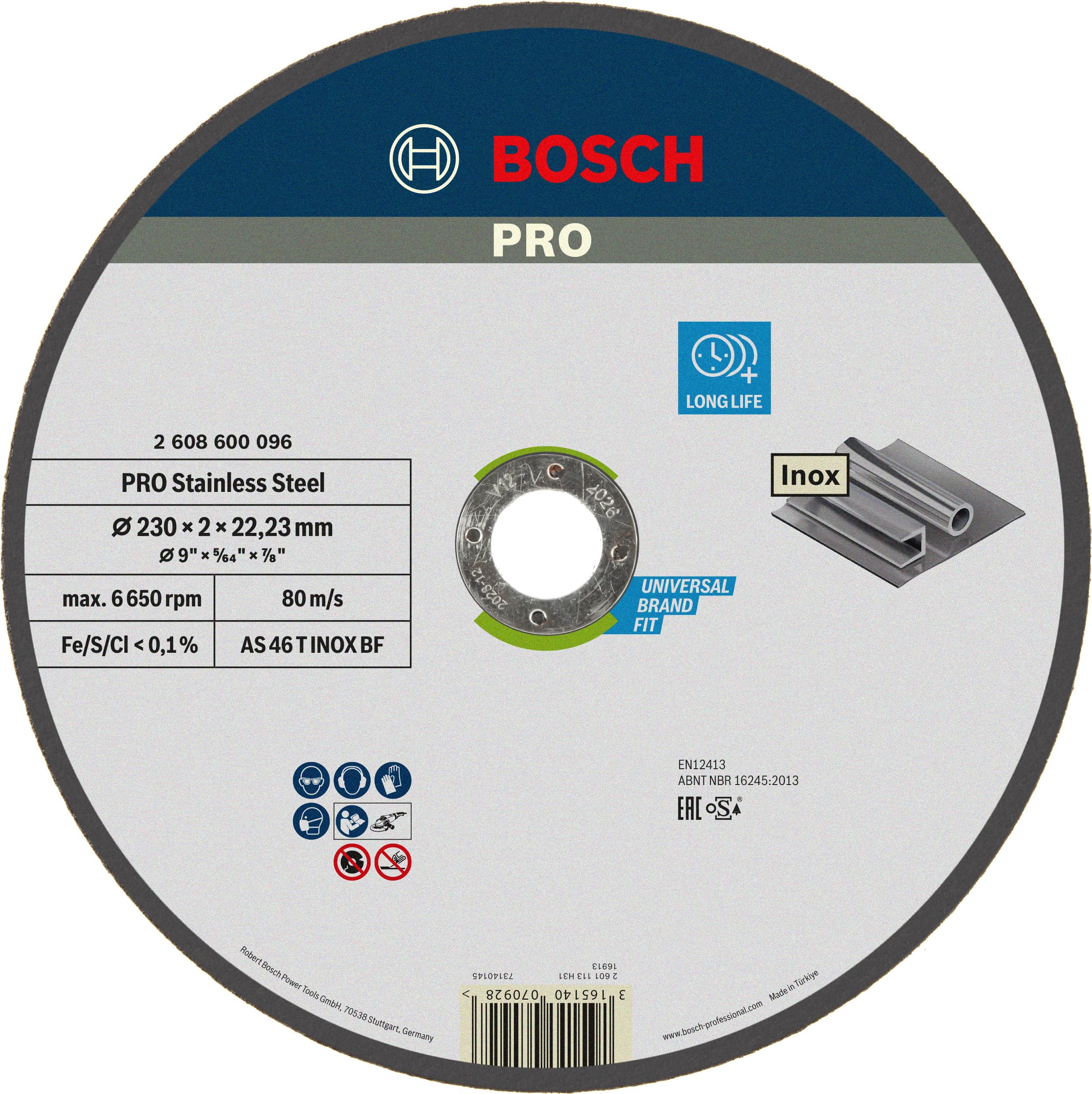 Bosch INOX 2608600096 Sanding Accessories Cutting Disc 230 x 2 mm Straight