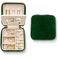 Plush Velvet Travel Jewelry Box Organizer | Travel Jewelry Organizer Box, Travel Jewelry Case | Small Jewelry Box for Women, 