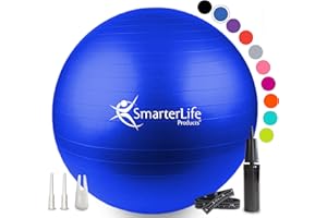 SMARTERLIFE PRODUCTS SmarterLife Workout Exercise Ball for Fitness, Yoga, Balance, Stability, or Birthing, Great as Yoga Ball Chair for Office or Exercise Gym Equipment for Home, Premium Non-Slip Design