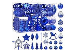 SHareconn 100pcs Christmas Balls Ornaments Set, Shatterproof Plastic Decorative Baubles for Xmas Tree Decor Holiday Wedding P