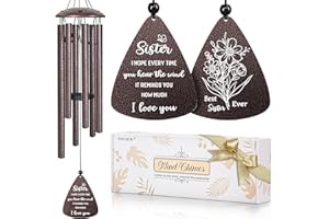 VIFOEW Sister Gifts, 32" Bronze Wind Chimes, Sister's Birthday Gifts from Sisters Brother, Sisters in Law Gift, Best Sister Ever Gift for Women Birthday Christmas Mother's Day, Home Decor