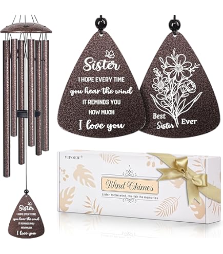 Leebbsin Idée Cadeau D'anniversaire Pour Sœur, Carillon éolien, Cadeau Pour Sœur, Cadeau Pour Sœur, Cadeau De La Part D'une Sœur Pour Mariage, Remise De Diplôme, Fête Des Mères, Noël, Saint-Valentin
