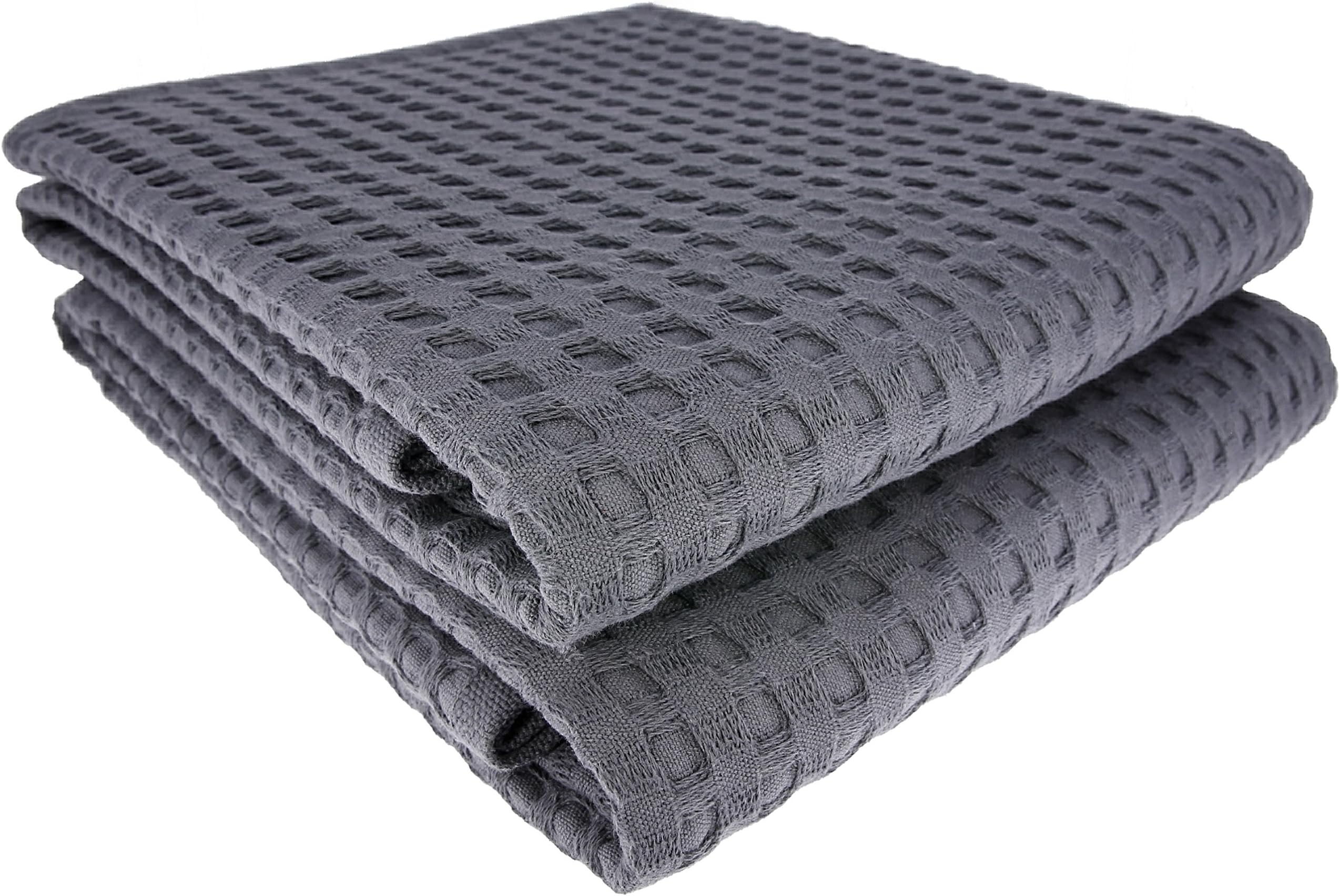 2 x Bath Towel Waffle Piqué 130 x 70 cm Cotton / Beach Towel Anthracite Grey