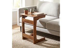 Acacia Living Solid Wood C Table for Sofa – Laptop Side Table for Couch, Slide-Under End Table for Small Spaces, Bedside Snac