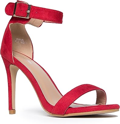 red strappy heels amazon