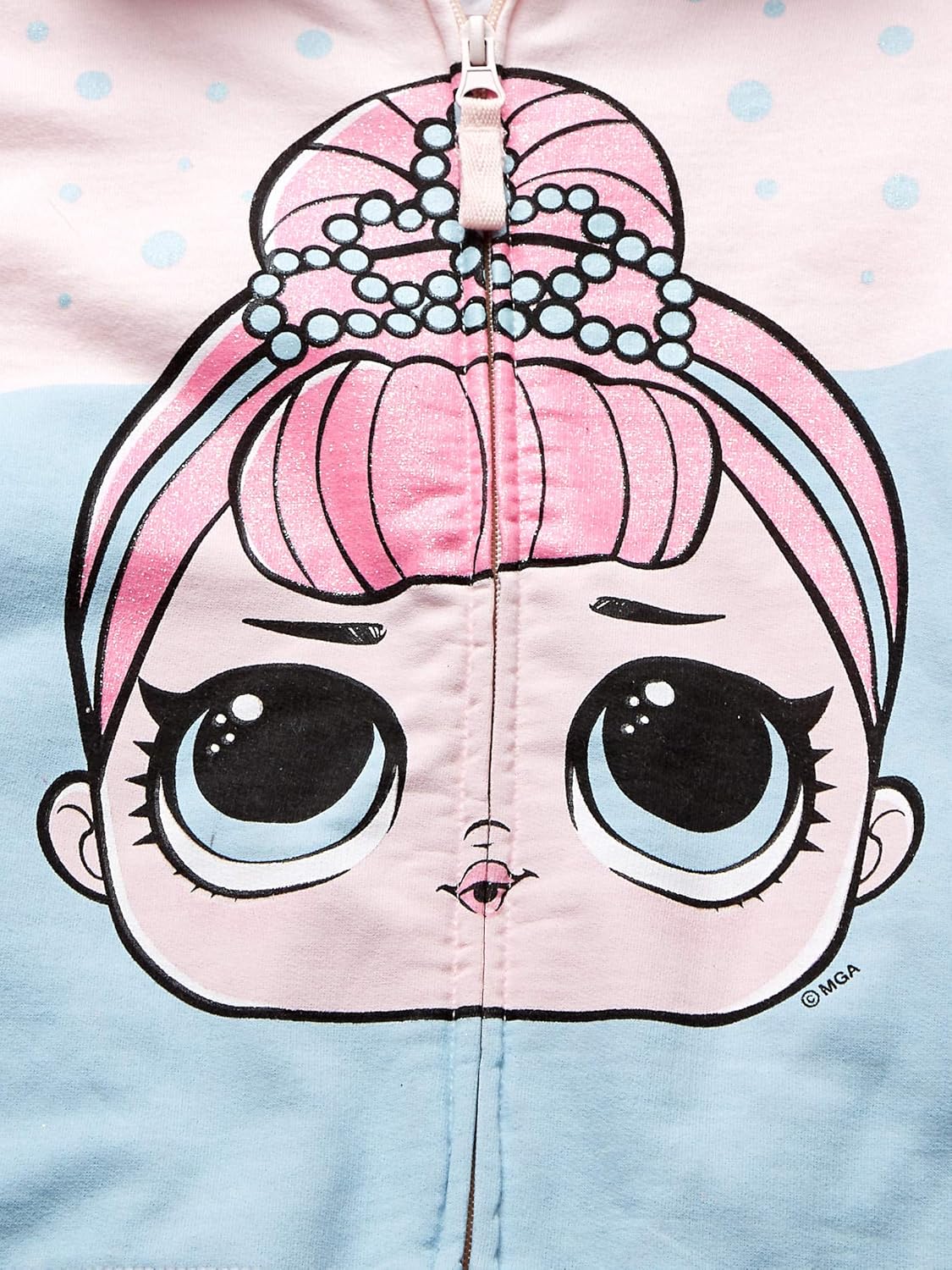 L.O.L. Surprise! Girls' The Glitterati Crystal Queen Big Face Zip-up Hoodie: Clothing