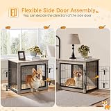 Yaheetech Dog Crate Furniture End Table with Double Doors Gray Wood Metal view 4